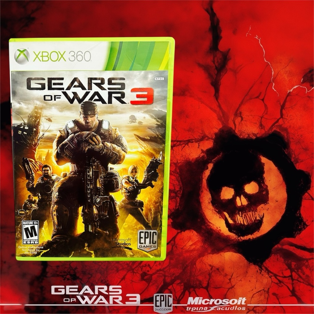 Xbox 360 Gears of War 3 CIB Complete w/ Manual + Sticker Pack Tested Working